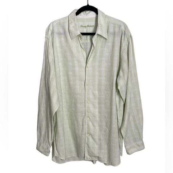 Tommy Bahama Men’s Button Down Plaid Light Green Shirt XL - Picture 1 of 6
